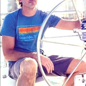 OUTSIDE TEXAS Blue Adventure Short Men Sleeves M